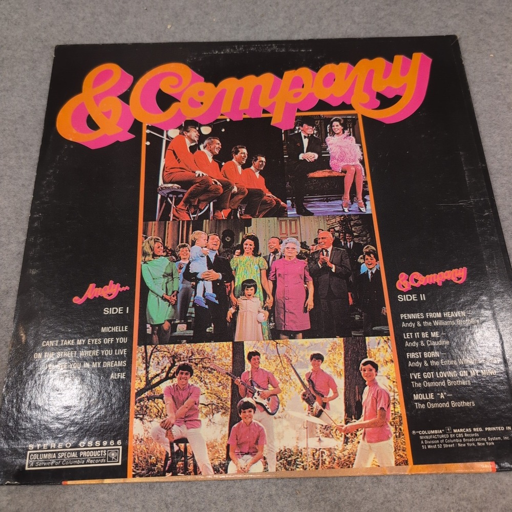 Andy Williams & Company Andy... Limited Edition Vinyl LP Columbia CSS 966 Stereo - Picture 2 of 6